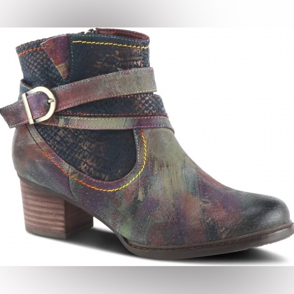 Multicolor Heeled Ankle Boots